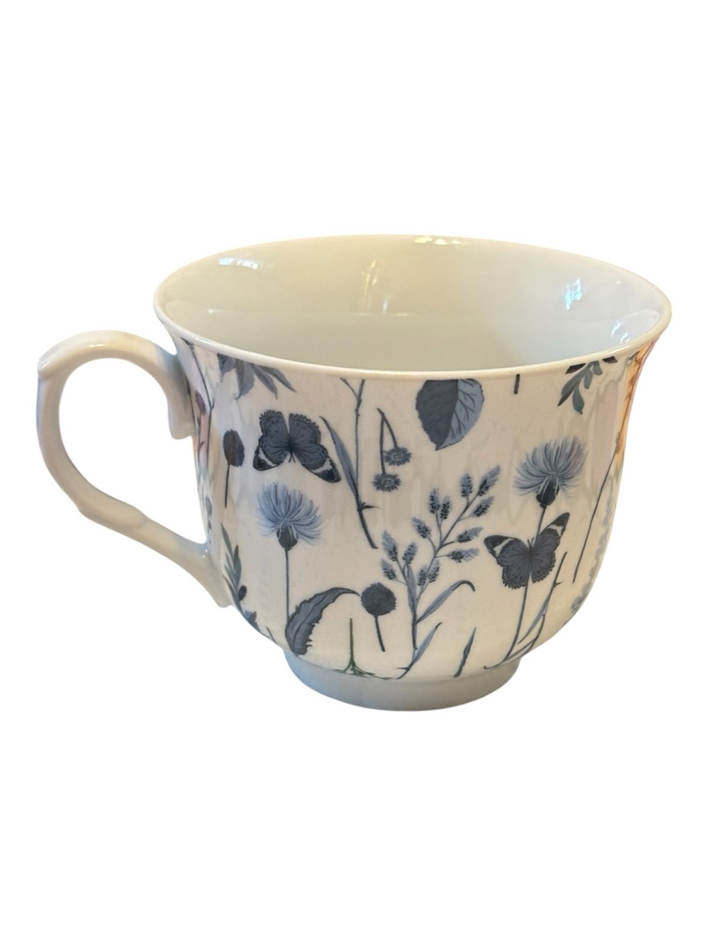 Kent Pottery Blue & White Floral Porcelain Tea Mug - like new